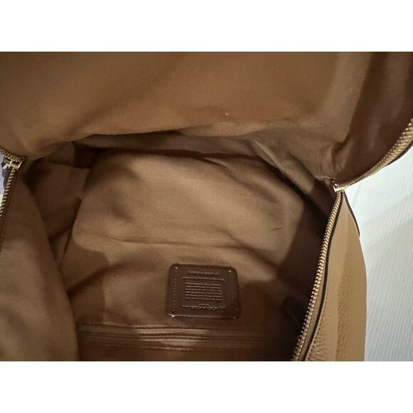 Coach Charlie Pebble Leather Backpack F30550 Saddle Brown Tan Size Med Large - Picture 3 of 11